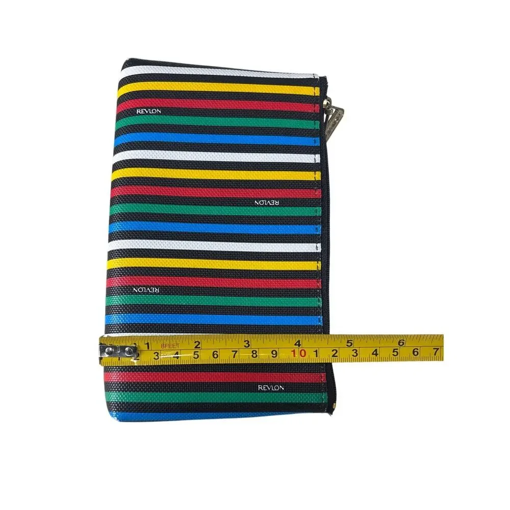 Vintage 1993 Revlon Striped Makeup Bag Cosmetic Pouch Zipper